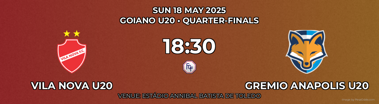 Vila Nova U20 vs Gremio Anapolis U20 Prediction match poster for Goiano U20 fixture on SUN 18 MAY 2025