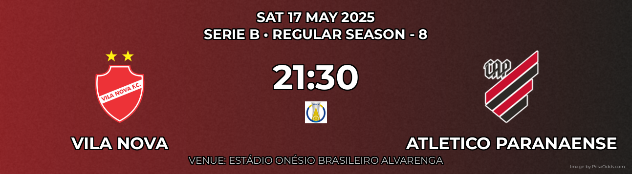 Vila Nova vs Atletico Paranaense Prediction match poster for Serie B fixture on SAT 17 MAY 2025