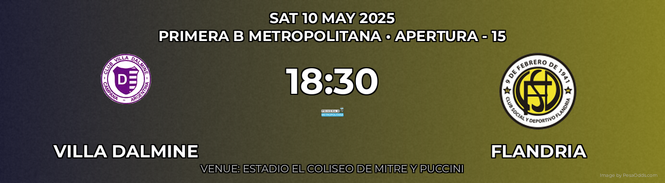 Villa Dalmine vs Flandria Prediction match poster for Primera B Metropolitana fixture on SAT 10 MAY 2025