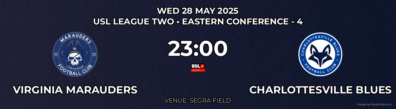 Virginia Marauders vs Charlottesville Blues Prediction match poster for USL League Two fixture on WED 28 MAY 2025