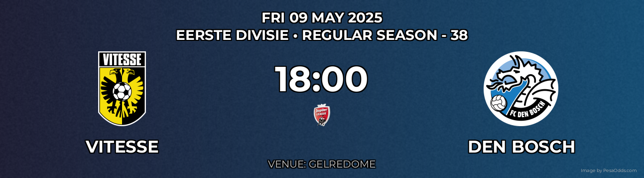 Vitesse vs Den Bosch Prediction match poster for Eerste Divisie fixture on FRI 09 MAY 2025