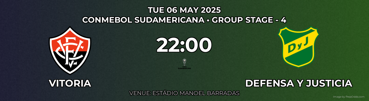Vitoria vs Defensa Y Justicia Prediction match poster for CONMEBOL Sudamericana fixture on TUE 06 MAY 2025