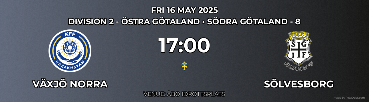 Växjö Norra vs Sölvesborg Prediction match poster for Division 2 - Östra Götaland fixture on FRI 16 MAY 2025
