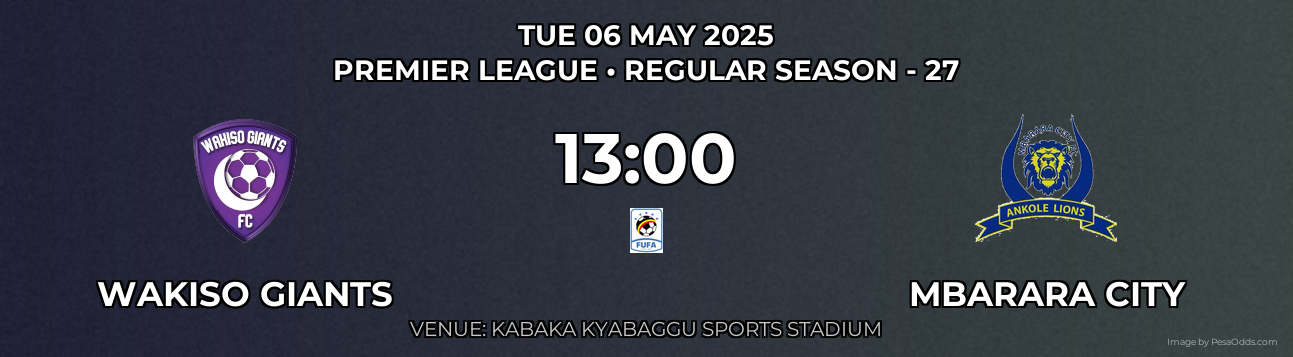 Wakiso Giants vs Mbarara City Prediction match poster for Premier League fixture on TUE 06 MAY 2025