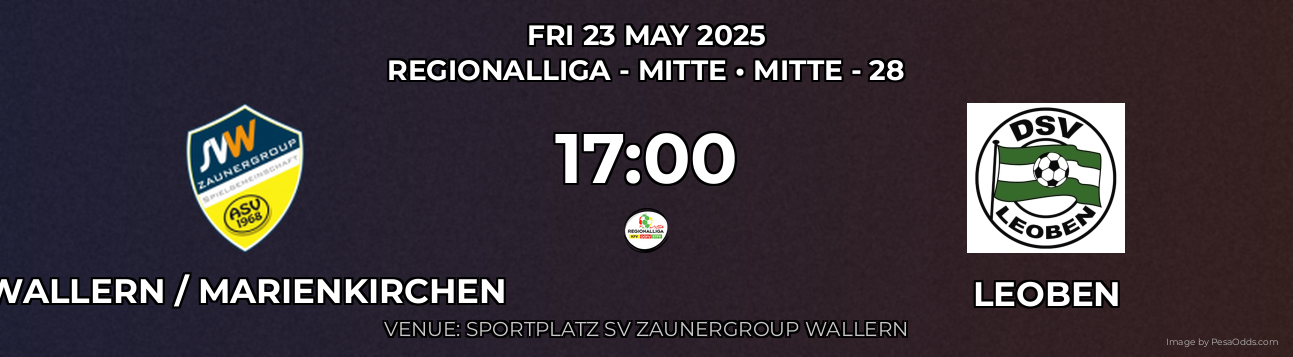 Wallern / Marienkirchen vs Leoben Prediction match poster for Regionalliga - Mitte fixture on FRI 23 MAY 2025