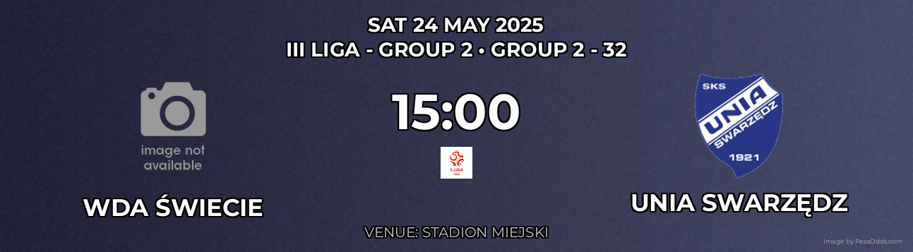 Wda Świecie vs Unia Swarzędz Prediction match poster for III Liga - Group 2 fixture on SAT 24 MAY 2025