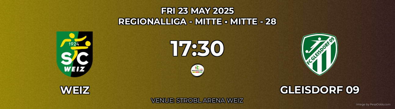 Weiz vs Gleisdorf 09 Prediction match poster for Regionalliga - Mitte fixture on FRI 23 MAY 2025