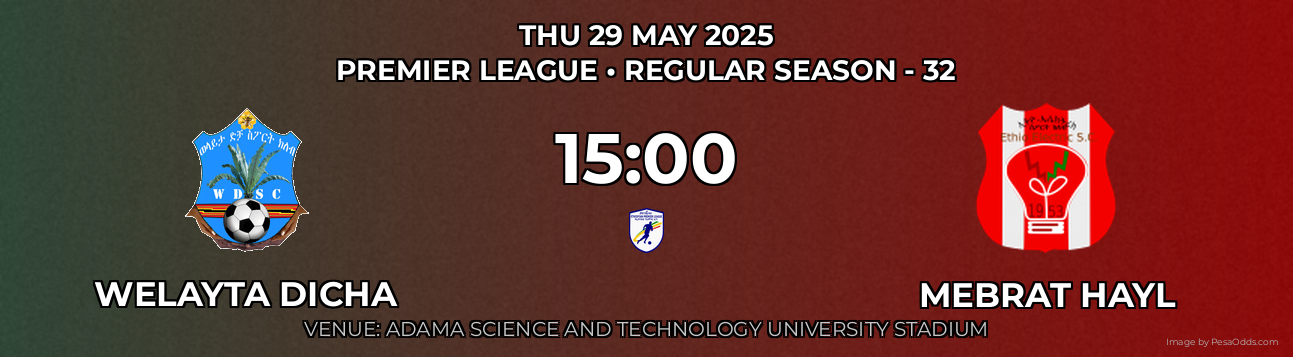 Welayta Dicha vs Mebrat Hayl Prediction match poster for Premier League fixture on THU 29 MAY 2025