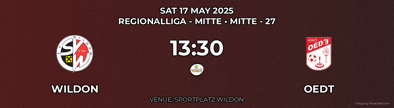 Wildon vs Oedt Prediction match poster for Regionalliga - Mitte fixture on SAT 17 MAY 2025