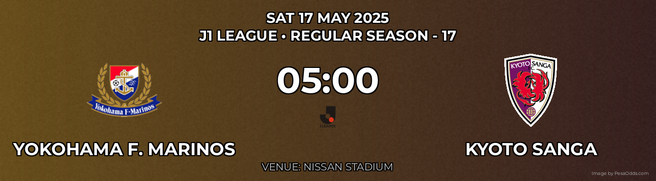 Yokohama F. Marinos vs Kyoto Sanga Prediction match poster for J1 League fixture on SAT 17 MAY 2025