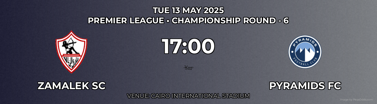 Zamalek SC vs Pyramids FC Prediction match poster for Premier League fixture on TUE 13 MAY 2025