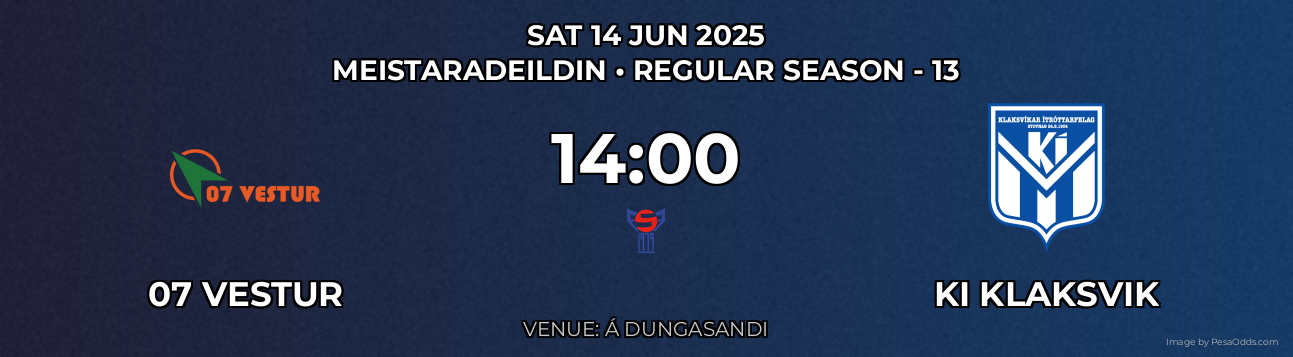 07 Vestur vs KI Klaksvik Prediction match poster for Meistaradeildin fixture on SAT 14 JUN 2025