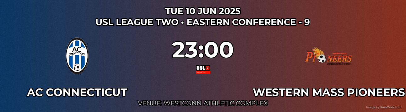 AC Connecticut vs Western Mass Pioneers Prediction match poster for USL League Two fixture on TUE 10 JUN 2025