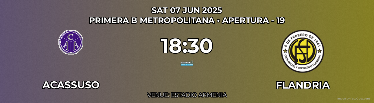 Acassuso vs Flandria Prediction match poster for Primera B Metropolitana fixture on SAT 07 JUN 2025