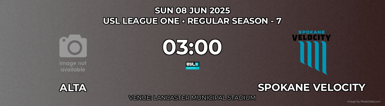 Alta vs Spokane Velocity Prediction match poster for USL League One fixture on SUN 08 JUN 2025