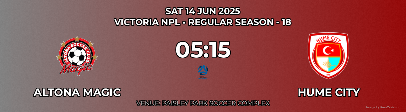 Altona Magic vs Hume City Prediction match poster for Victoria NPL fixture on SAT 14 JUN 2025