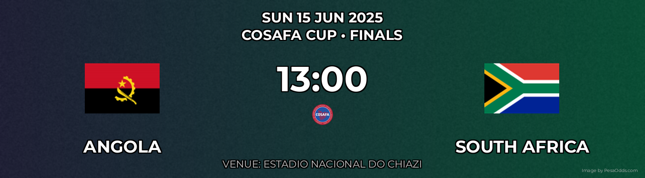 Angola vs South Africa Prediction match poster for COSAFA Cup fixture on SUN 15 JUN 2025