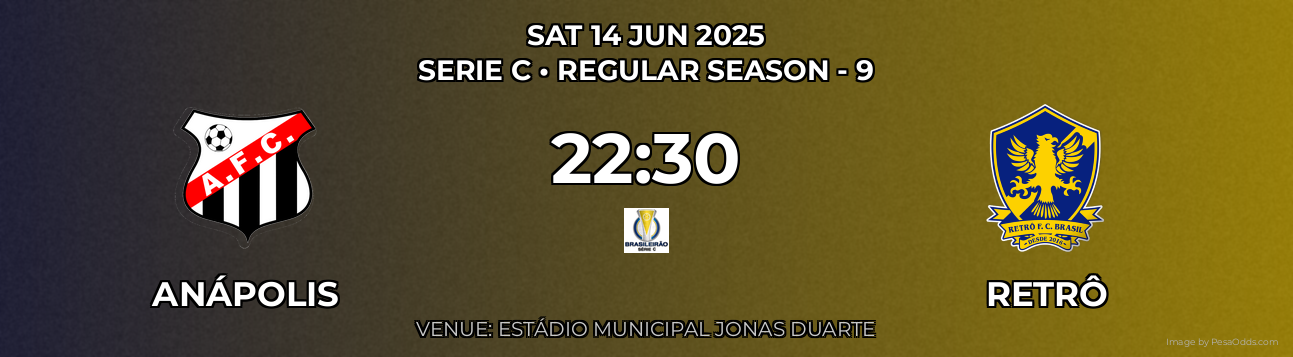Anápolis vs Retrô Prediction match poster for Serie C fixture on SAT 14 JUN 2025
