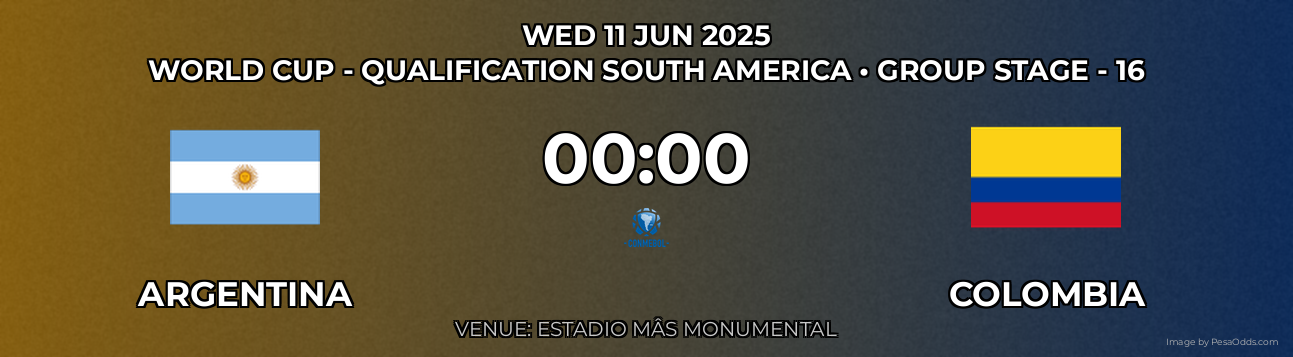 Argentina vs Colombia Prediction match poster for World Cup - Qualification South America fixture on WED 11 JUN 2025
