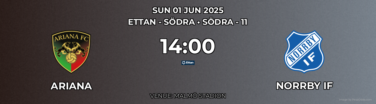 Ariana vs Norrby IF Prediction match poster for Ettan - Södra fixture on SUN 01 JUN 2025