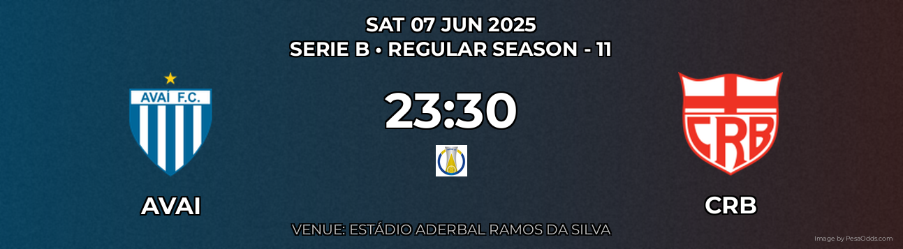 Avai vs CRB Prediction match poster for Serie B fixture on SAT 07 JUN 2025