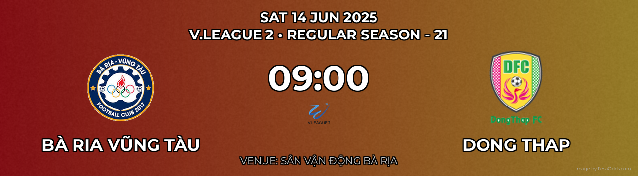 Bà Ria Vũng Tàu vs Dong Thap Prediction match poster for V.League 2 fixture on SAT 14 JUN 2025