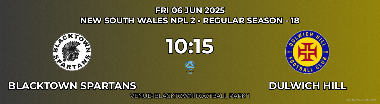 Blacktown Spartans vs Dulwich Hill Prediction match poster for New South Wales NPL 2 fixture on FRI 06 JUN 2025