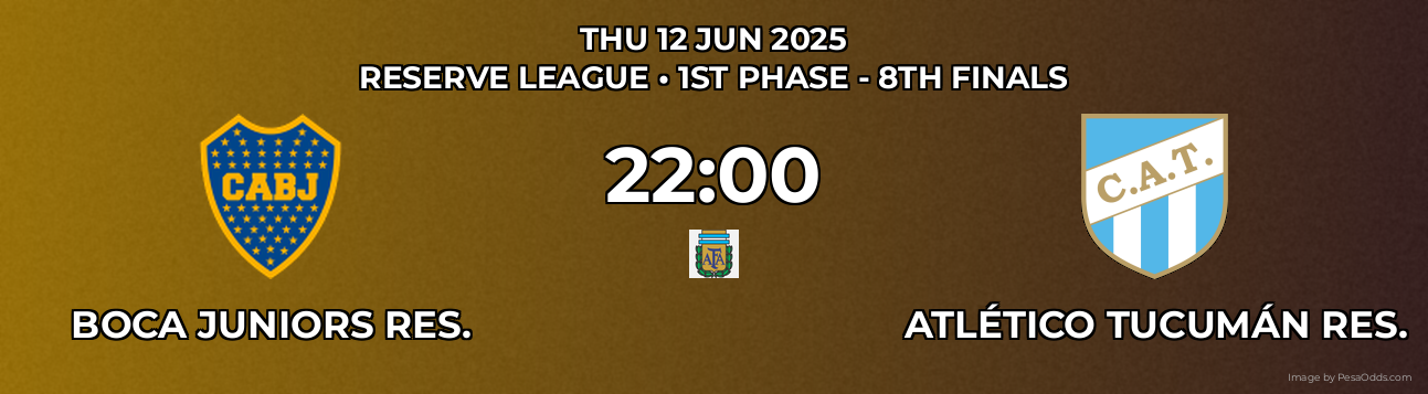 Boca Juniors Res. vs Atlético Tucumán Res. Prediction match poster for Reserve League fixture on THU 12 JUN 2025