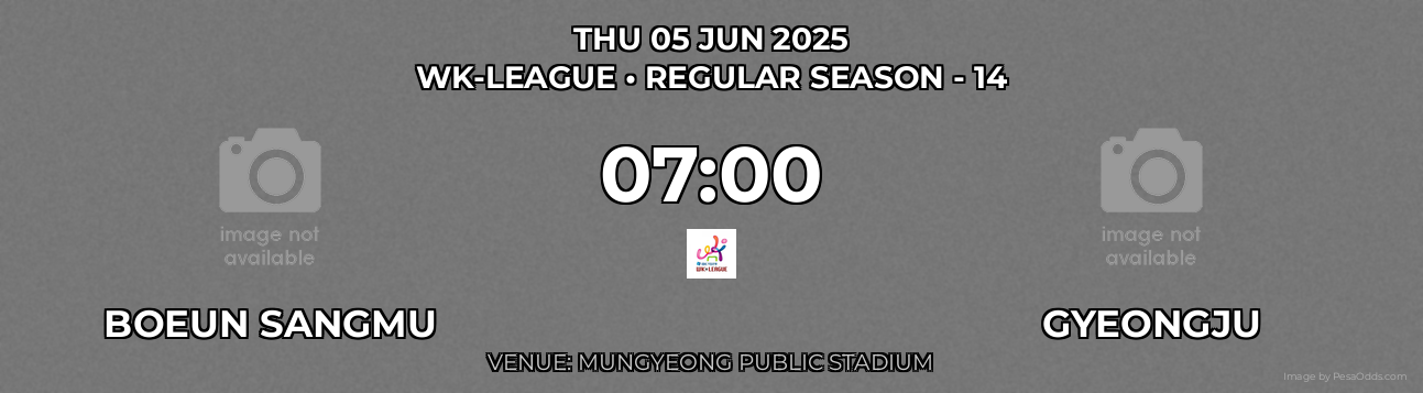 Boeun Sangmu vs Gyeongju Prediction match poster for WK-League fixture on THU 05 JUN 2025