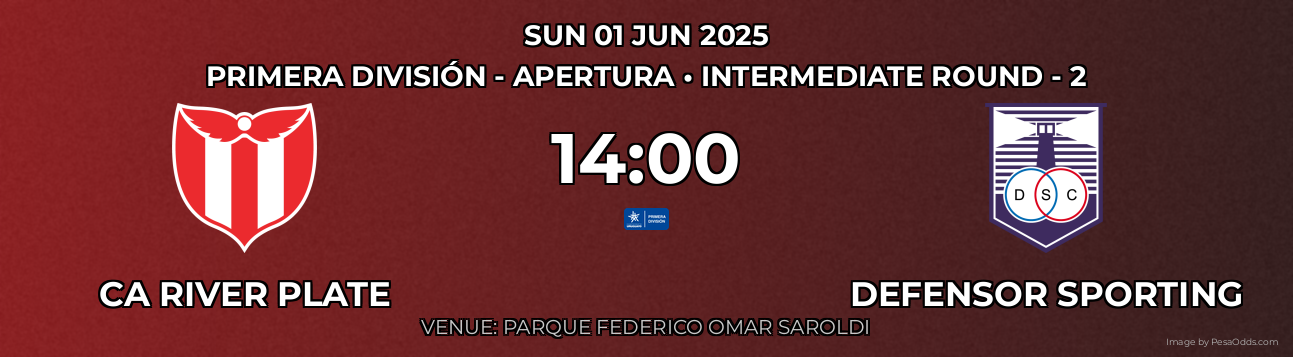 CA River Plate vs Defensor Sporting Prediction match poster for Primera División - Apertura fixture on SUN 01 JUN 2025