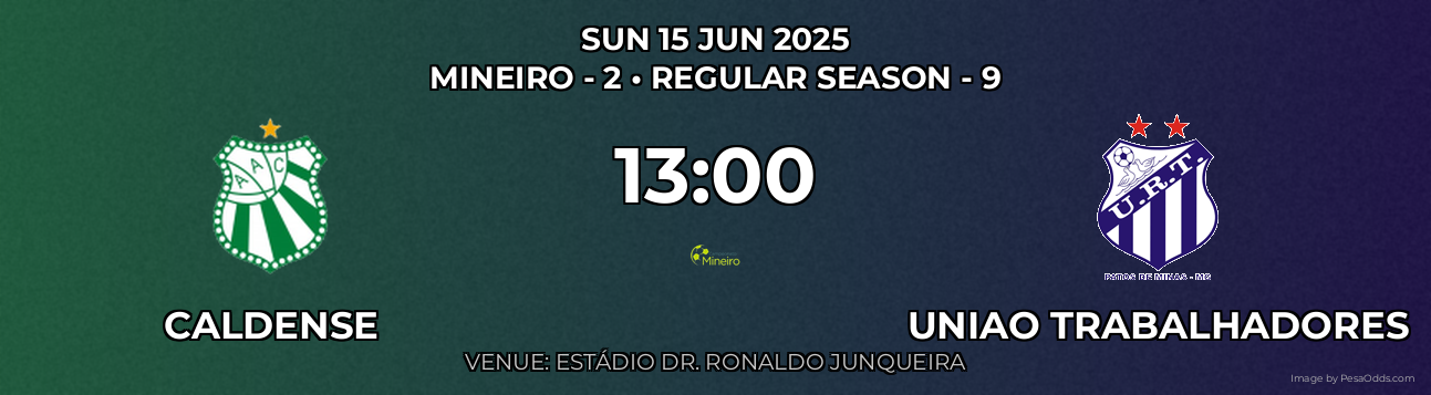 Caldense vs Uniao Trabalhadores Prediction match poster for Mineiro - 2 fixture on SUN 15 JUN 2025
