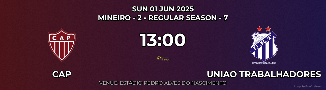 CAP vs Uniao Trabalhadores Prediction match poster for Mineiro - 2 fixture on SUN 01 JUN 2025
