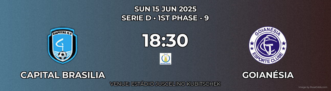 Capital Brasilia vs Goianésia Prediction match poster for Serie D fixture on SUN 15 JUN 2025