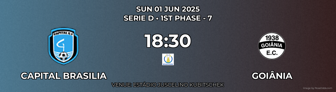 Capital Brasilia vs Goiânia Prediction match poster for Serie D fixture on SUN 01 JUN 2025