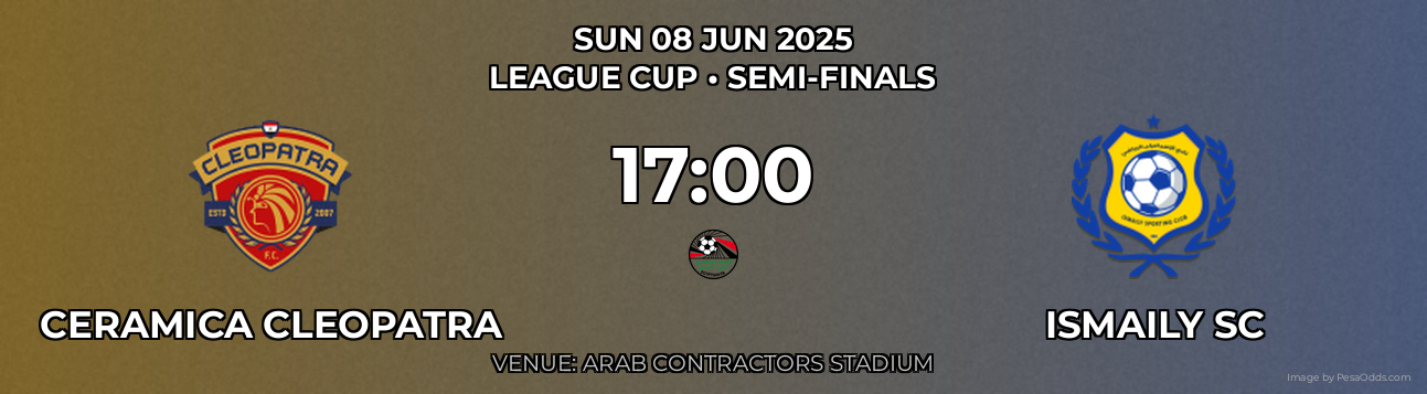 Ceramica Cleopatra vs Ismaily SC Prediction match poster for League Cup fixture on SUN 08 JUN 2025