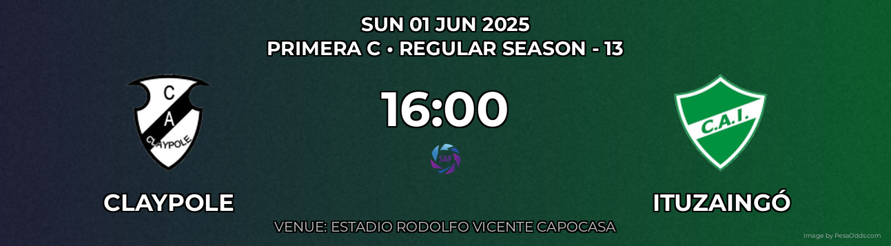 Claypole vs Ituzaingó Prediction match poster for Primera C fixture on SUN 01 JUN 2025