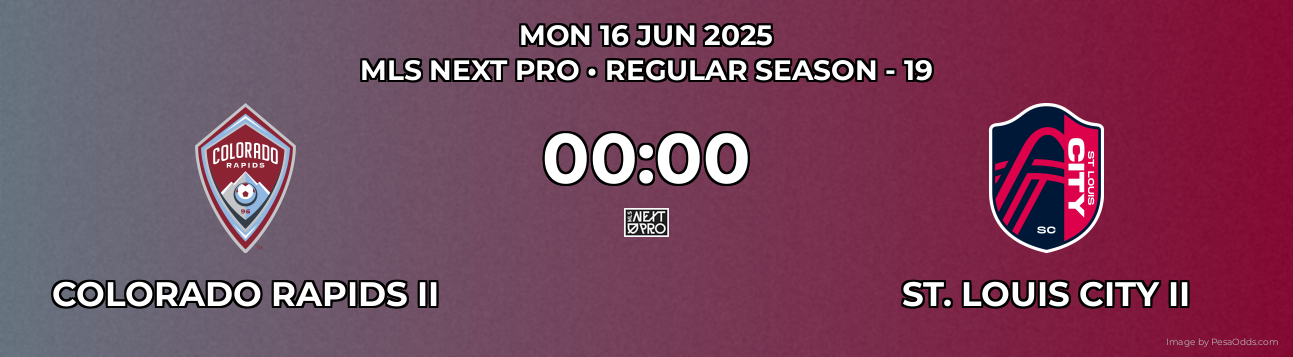 Colorado Rapids II vs St. Louis City II Prediction match poster for MLS Next Pro fixture on MON 16 JUN 2025