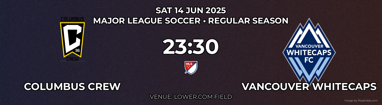 Columbus Crew vs Vancouver Whitecaps Prediction match poster for Major League Soccer fixture on SAT 14 JUN 2025