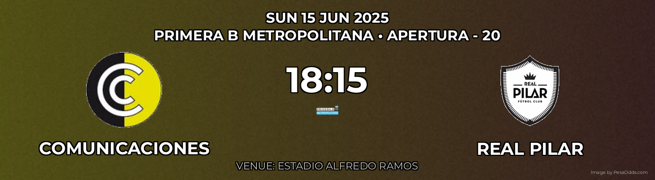 Comunicaciones vs Real Pilar Prediction match poster for Primera B Metropolitana fixture on SUN 15 JUN 2025