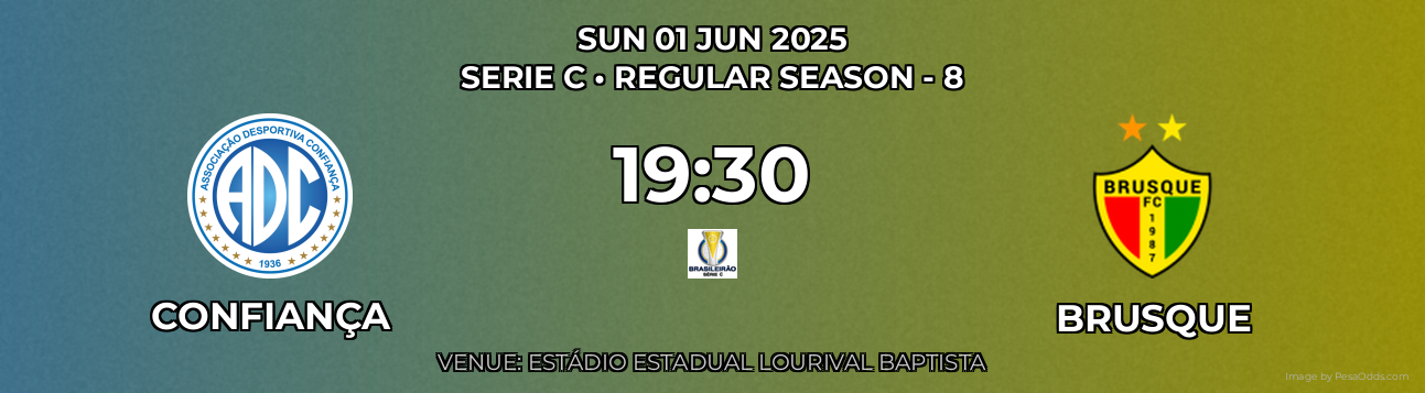 Confiança vs Brusque Prediction match poster for Serie C fixture on SUN 01 JUN 2025