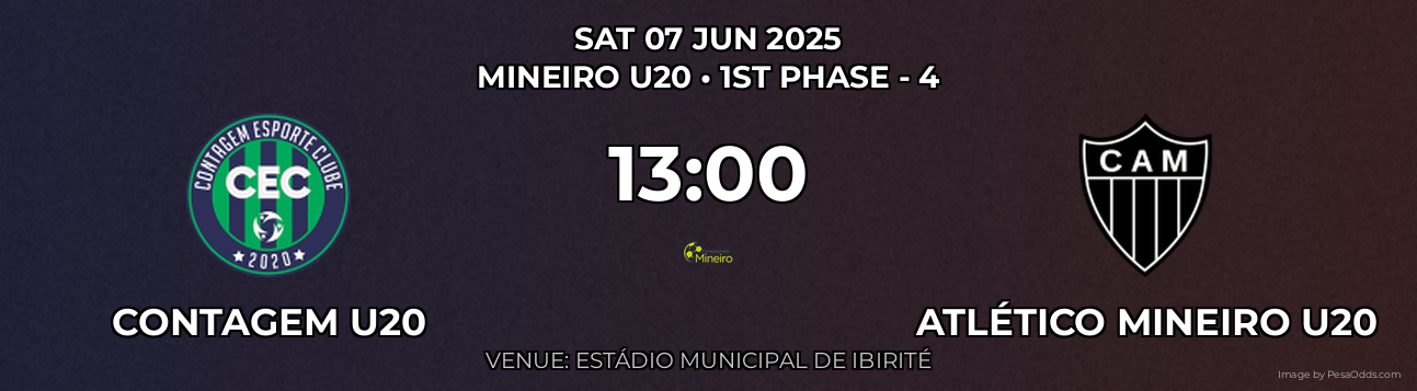 Contagem U20 vs Atlético Mineiro U20 Prediction match poster for Mineiro U20 fixture on SAT 07 JUN 2025