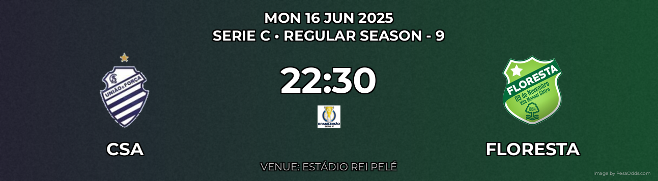 CSA vs Floresta Prediction match poster for Serie C fixture on MON 16 JUN 2025