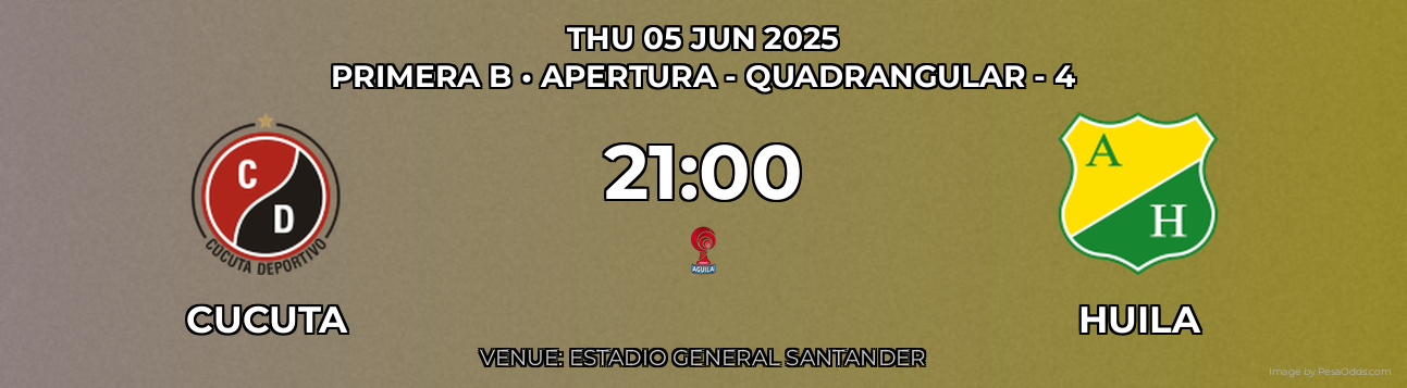 Cucuta vs Huila Prediction match poster for Primera B fixture on THU 05 JUN 2025