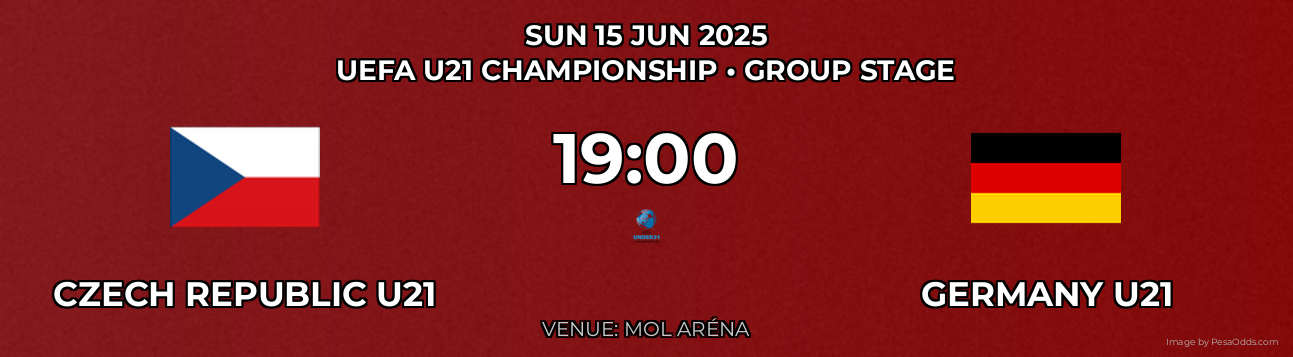 Czech Republic U21 vs Germany U21 Prediction match poster for UEFA U21 Championship fixture on SUN 15 JUN 2025