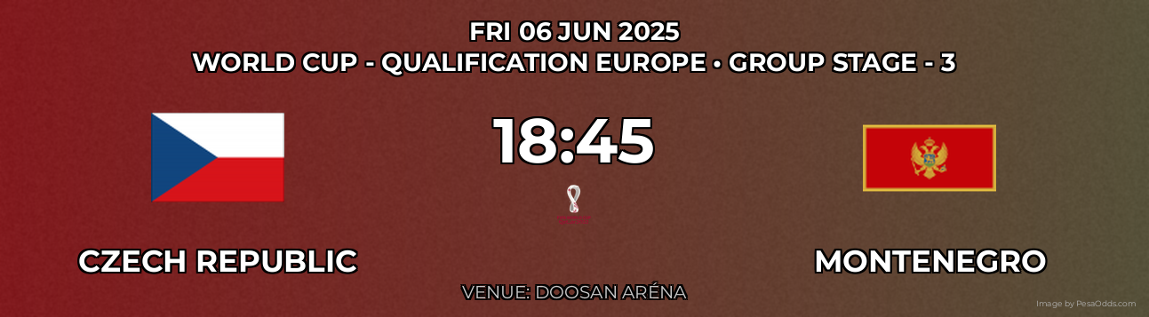 Czech Republic vs Montenegro Prediction match poster for World Cup - Qualification Europe fixture on FRI 06 JUN 2025