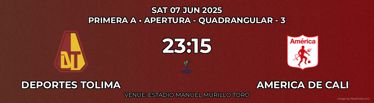 Deportes Tolima vs America de Cali Prediction match poster for Primera A fixture on SAT 07 JUN 2025
