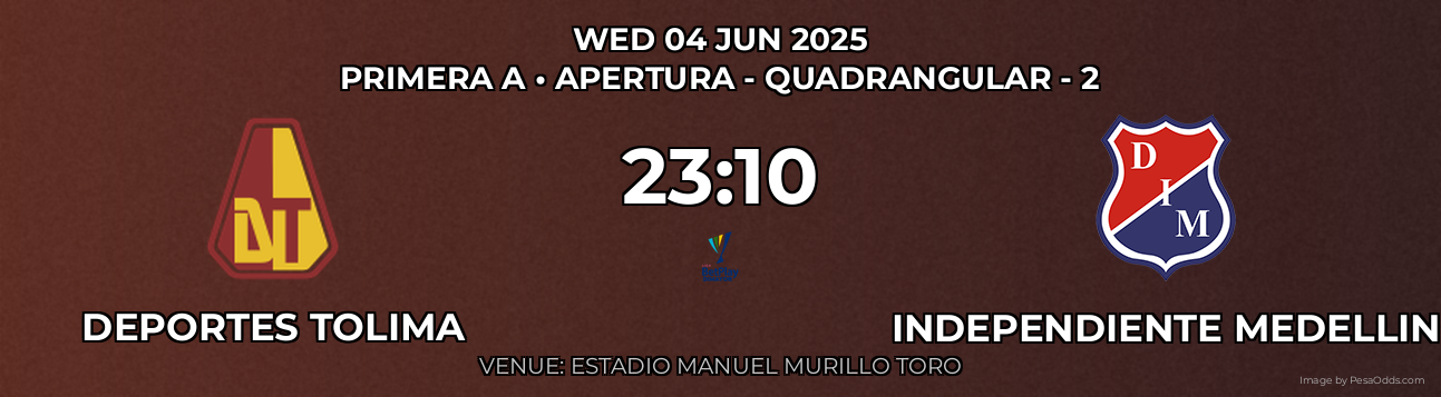 Deportes Tolima vs Independiente Medellin Prediction match poster for Primera A fixture on WED 04 JUN 2025