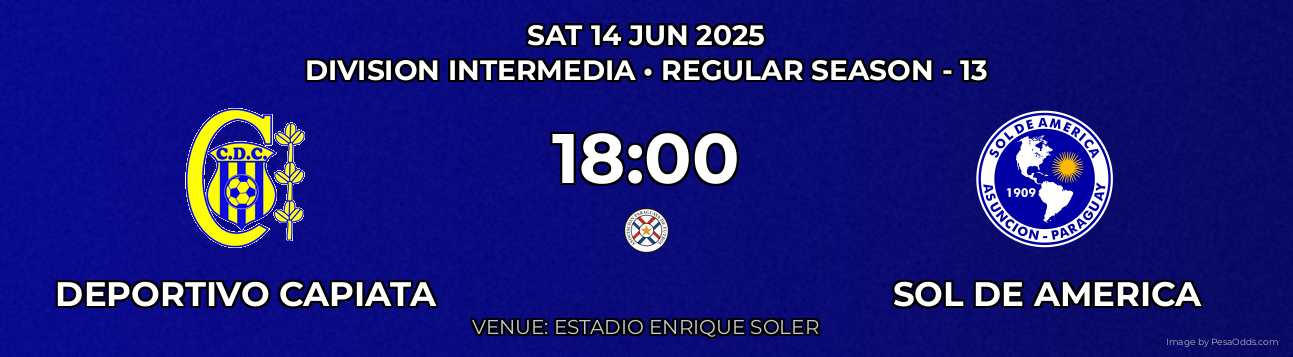 Deportivo Capiata vs SOL DE America Prediction match poster for Division Intermedia fixture on SAT 14 JUN 2025