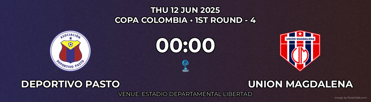 Deportivo Pasto vs Union Magdalena Prediction match poster for Copa Colombia fixture on THU 12 JUN 2025