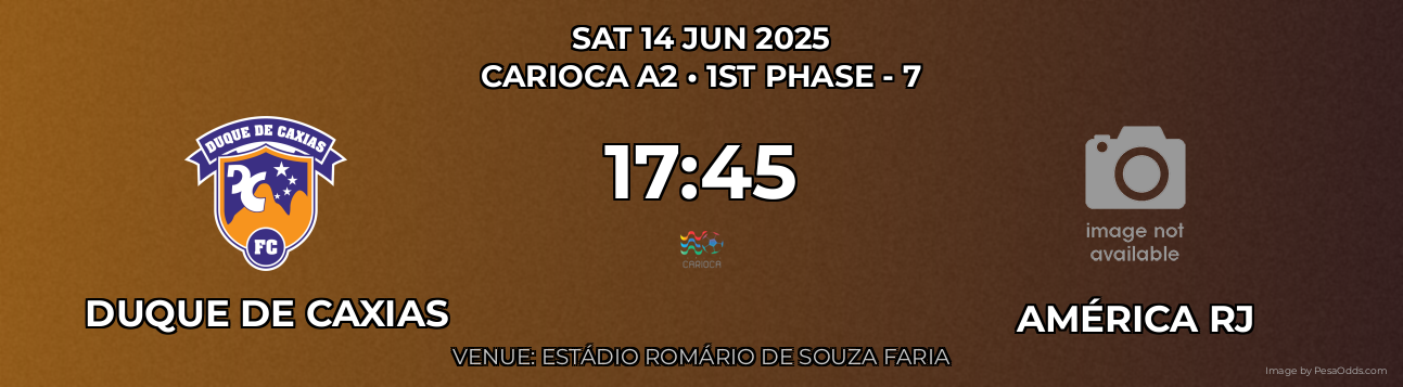 Duque de Caxias vs América RJ Prediction match poster for Carioca A2 fixture on SAT 14 JUN 2025